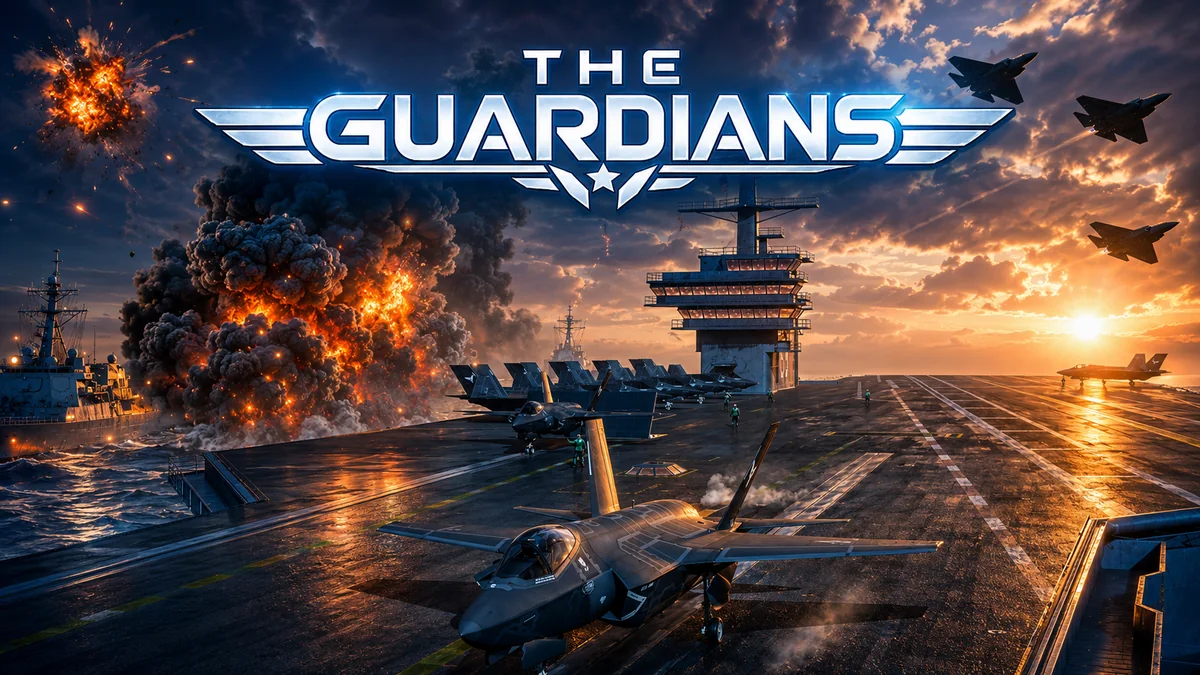 THE GUARDIANS aircraft carrier battle key art.